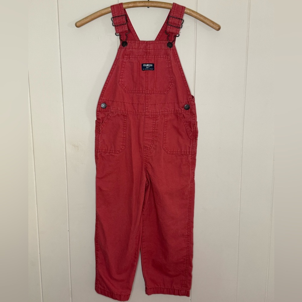 OshKosh B'gosh Vestback Kids Overalls in Bright Red, 5t - Picture 2 of 5
